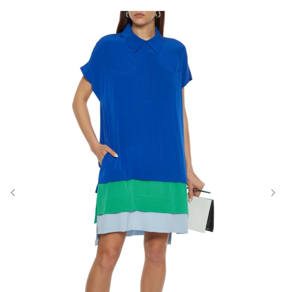 Diane Von Furstenberg Hatsu Tiered Colour-block Silk Crepe Dress